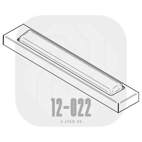 Technical illustration of JFAB 12-022 elbow switch door push button - 290 × 50 × 20 mm Surface mounted