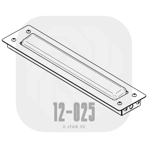 Technical illustration of JFAB 12-025 elbow switch door push button - 306 × 67 × 20 mm, Recessed mounted