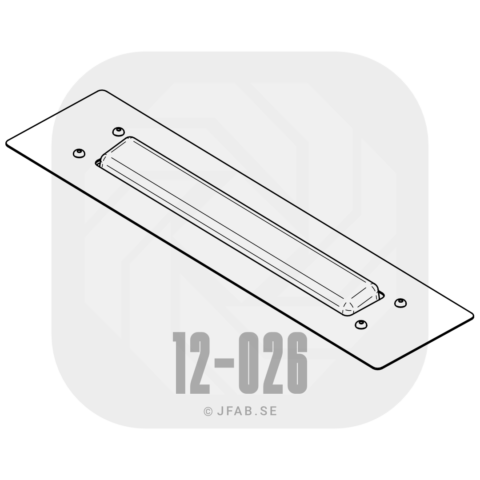 Technical illustration of JFAB 12-026 wide elbow switch door push button - 350mm × 90 mm, Recessed mounted