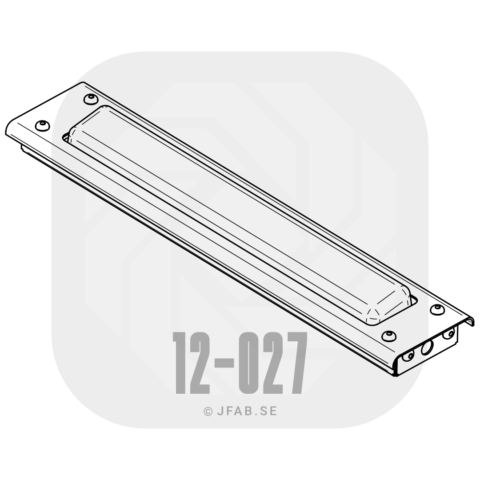 Technical illustration of JFAB 12-027 elbow switch door push button - 295 × 60 × 20 mm Surface mounted for rounded corners