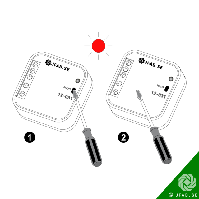 Step 1-2. JFAB 12-031 mottagare - Installation. Radio Receiver door automation 868 MHz
